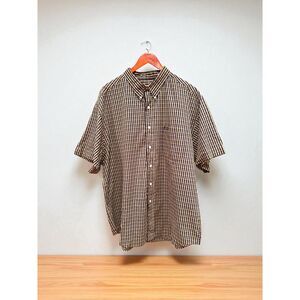 Vtg Chaps Ralph Lauren Men’s Short Sleeve Gingham Shirt XL Navy Yellow Pocket